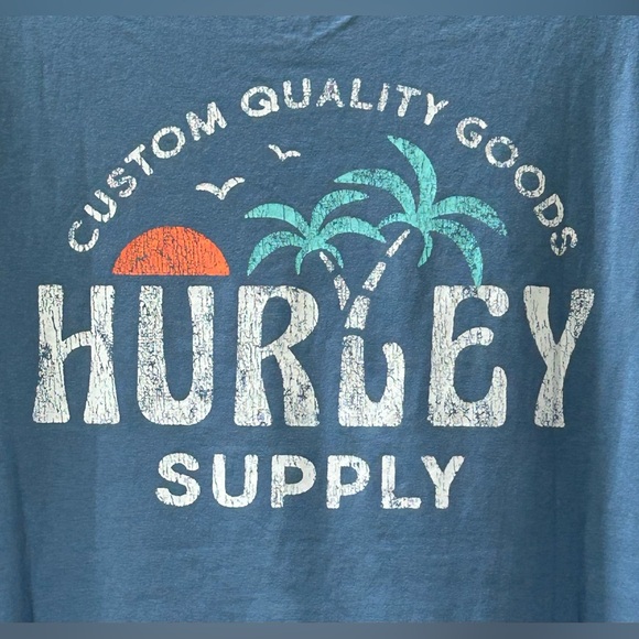 NWT Hurley Graphic Tee Double Palms Hypnotic Blue Gray Size XL - Picture 7 of 12